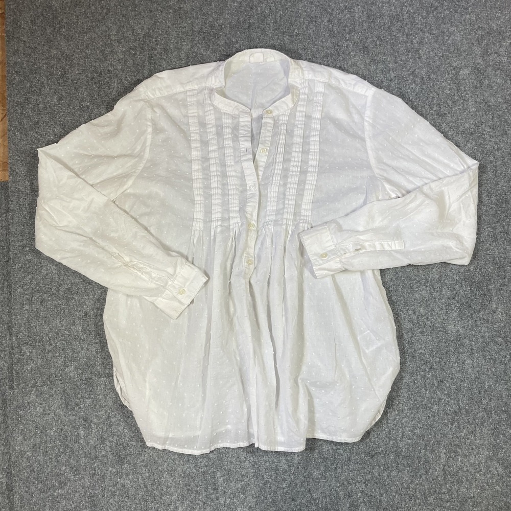 Gap Peasant Tunic Top Size Large White Lace Trim Pintuck Blouse Pullover Prairie